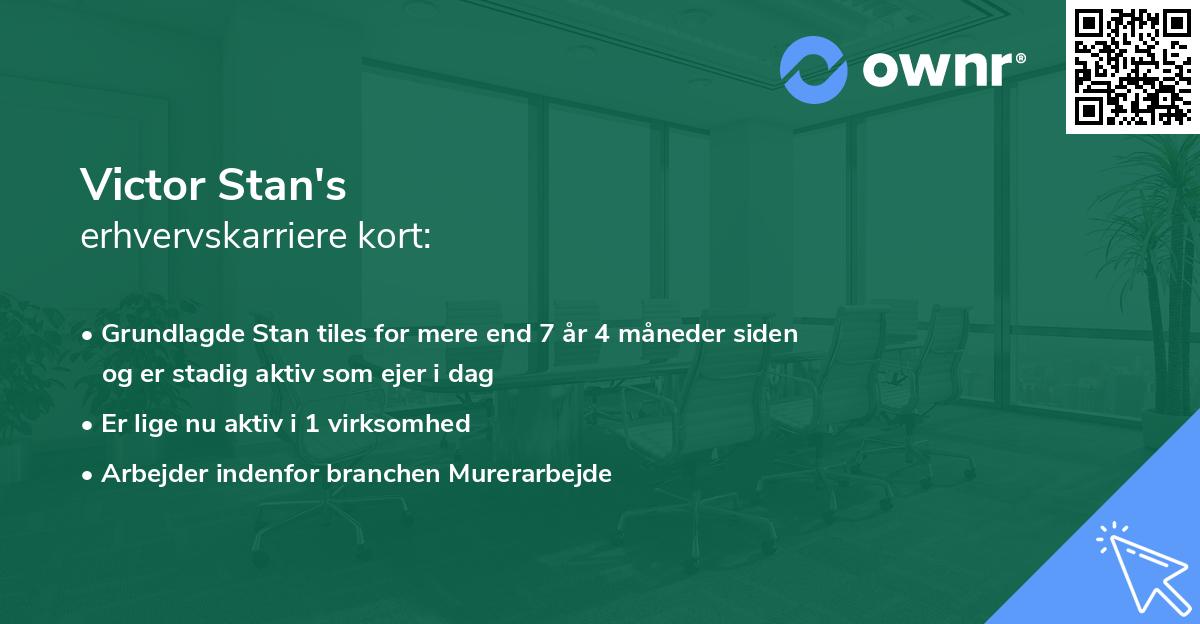 Victor Stan's erhvervskarriere kort