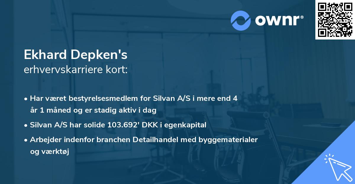 Ekhard Depken's erhvervskarriere kort