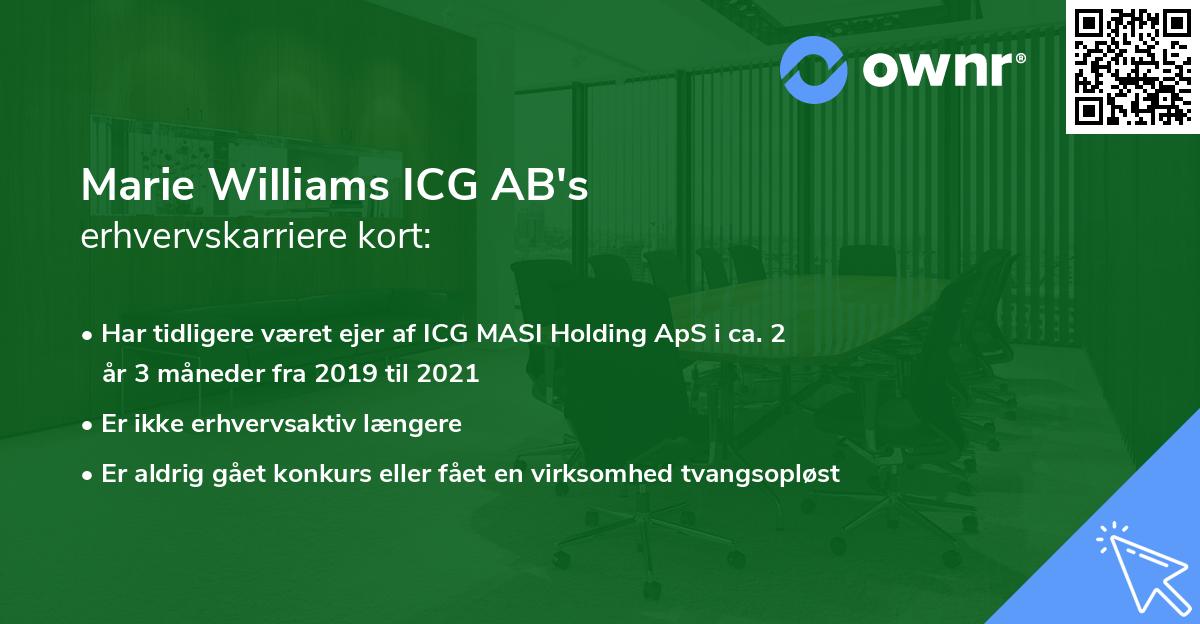 Marie Williams ICG AB's erhvervskarriere kort