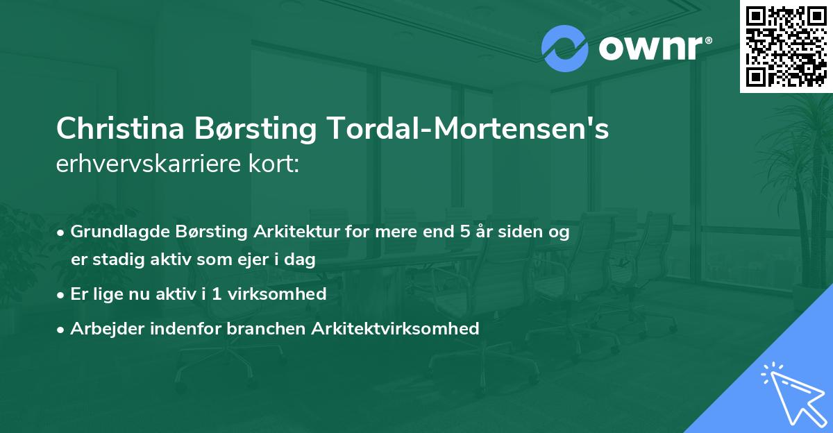 Christina Børsting Tordal-Mortensen's erhvervskarriere kort