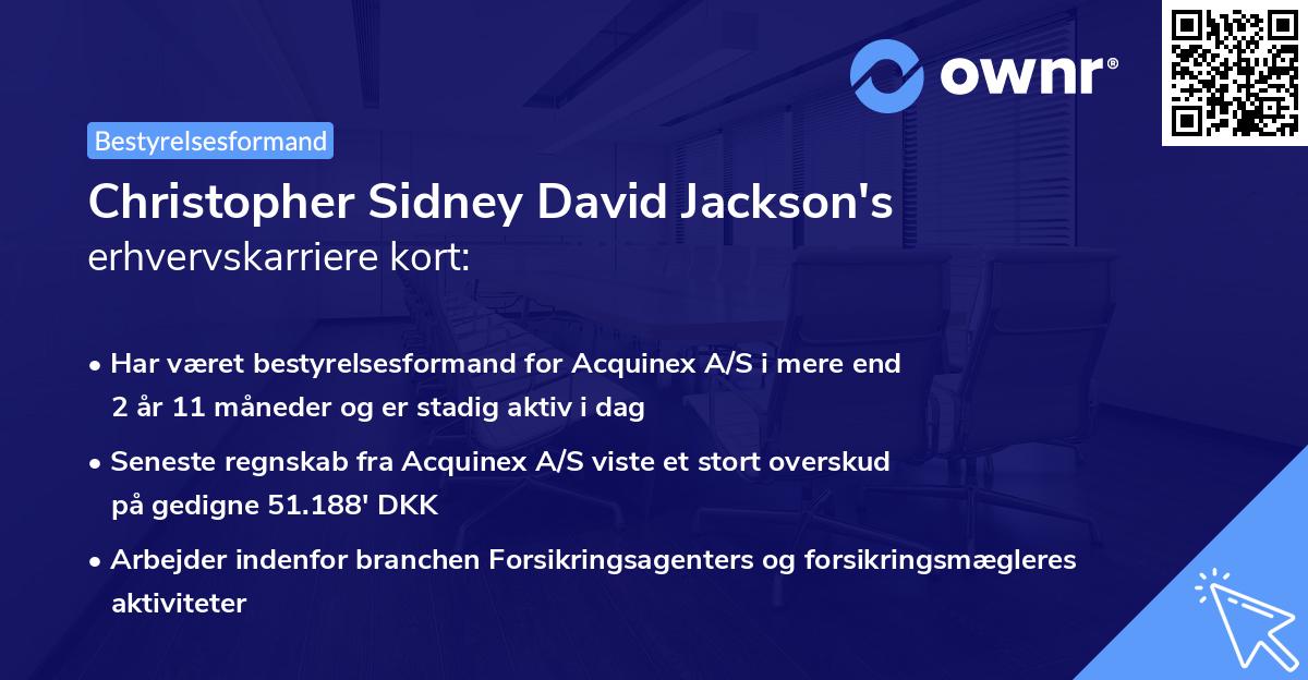 Christopher Sidney David Jackson's erhvervskarriere kort