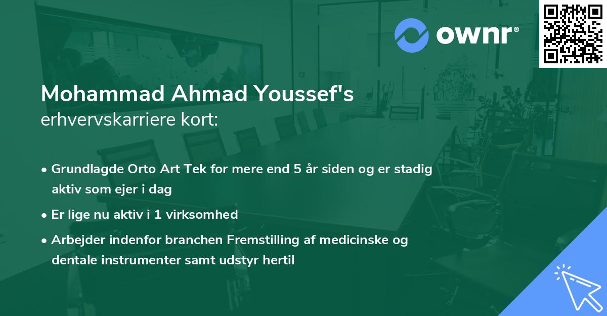 Mohammad Ahmad Youssef's erhvervskarriere kort