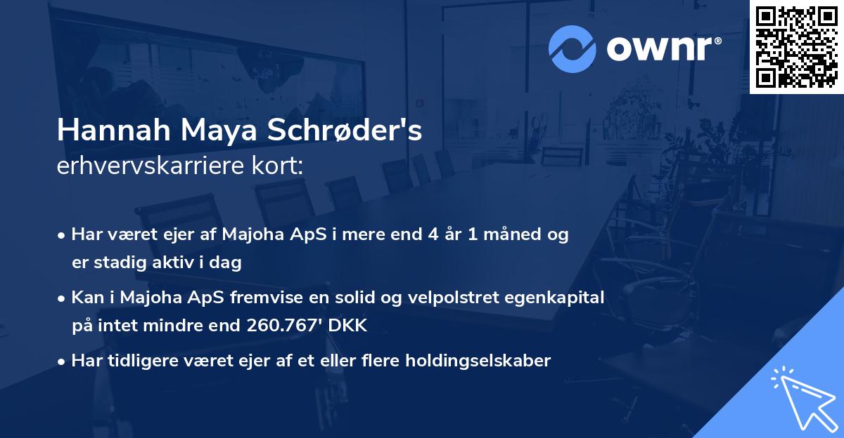 Hannah Maya Schrøder's erhvervskarriere kort