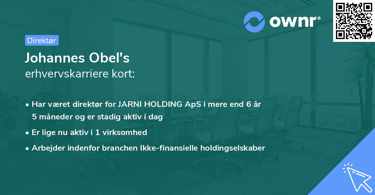 Johannes Obel's erhvervskarriere kort