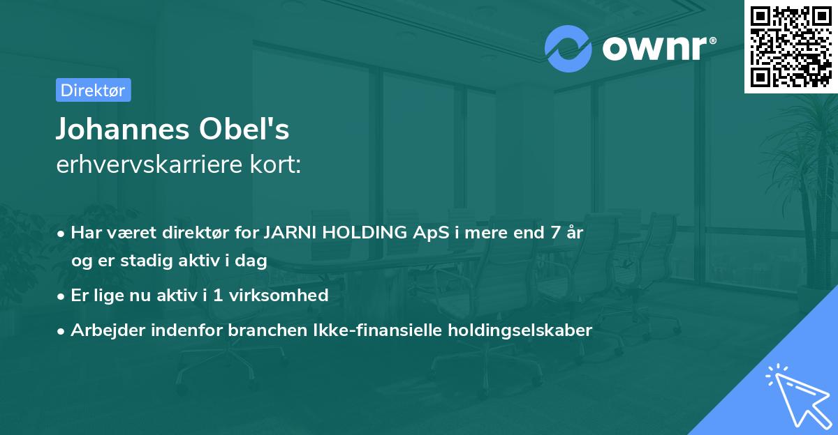 Johannes Obel's erhvervskarriere kort