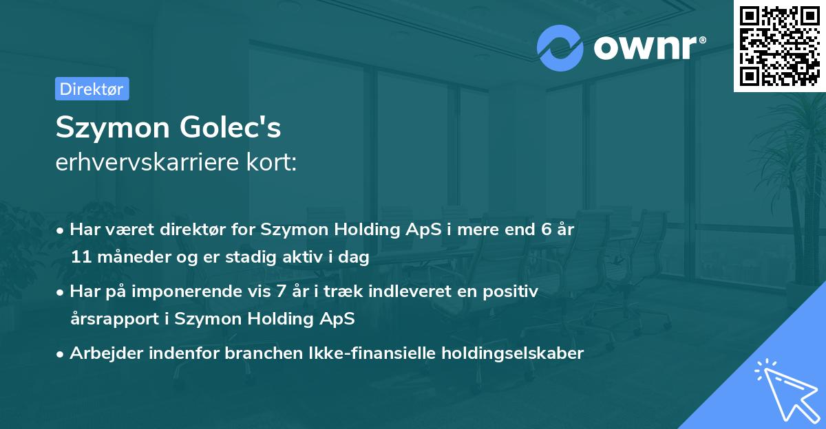 Szymon Golec's erhvervskarriere kort
