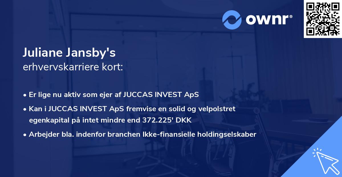 Juliane Jansby's erhvervskarriere kort