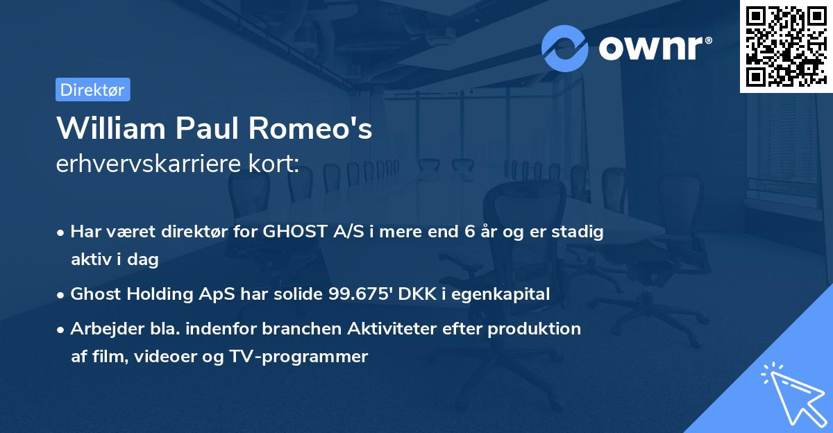 William Paul Romeo's erhvervskarriere kort