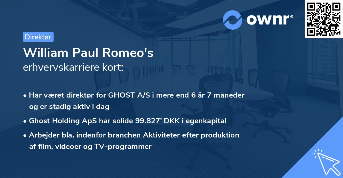 William Paul Romeo's erhvervskarriere kort