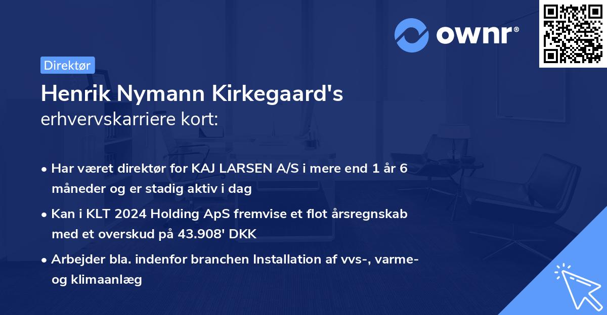 Henrik Nymann Kirkegaard's erhvervskarriere kort