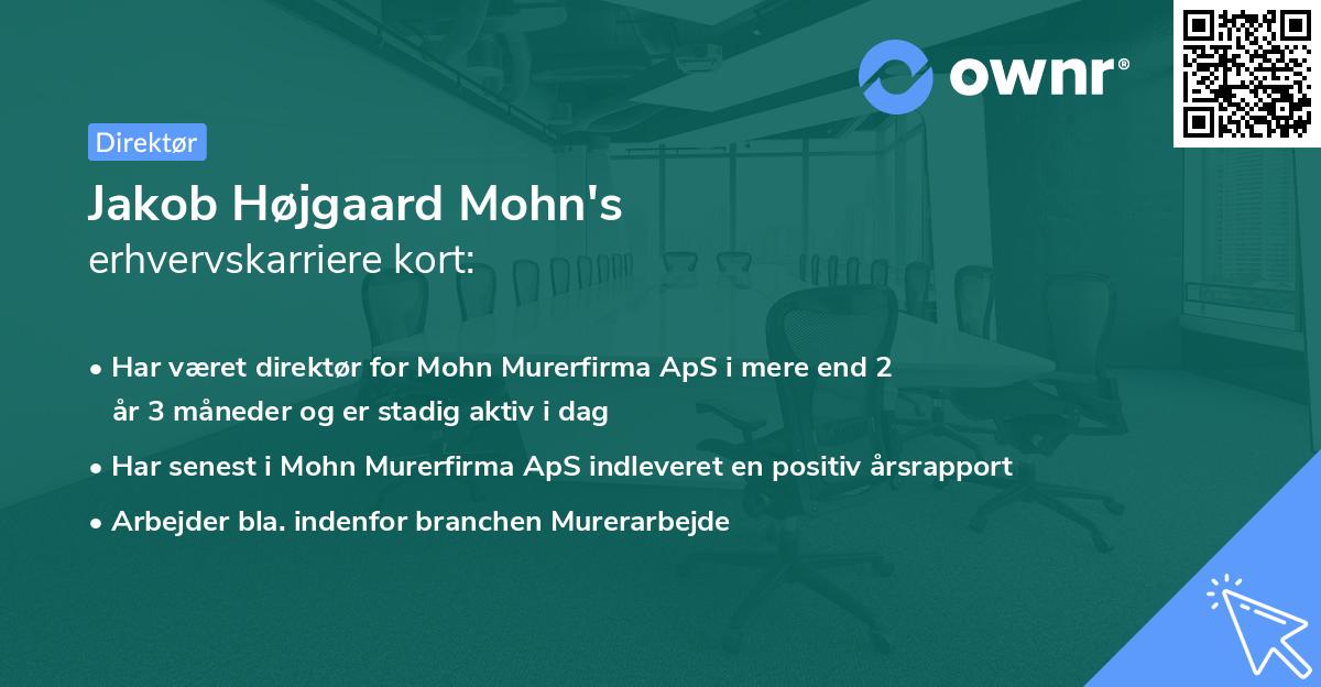 Jakob Højgaard Mohn's erhvervskarriere kort