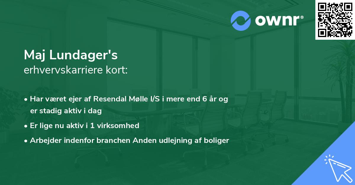Maj Lundager's erhvervskarriere kort