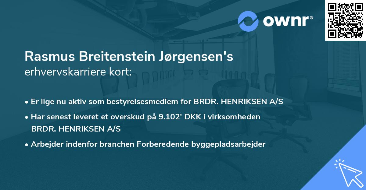 Rasmus Breitenstein Jørgensen's erhvervskarriere kort