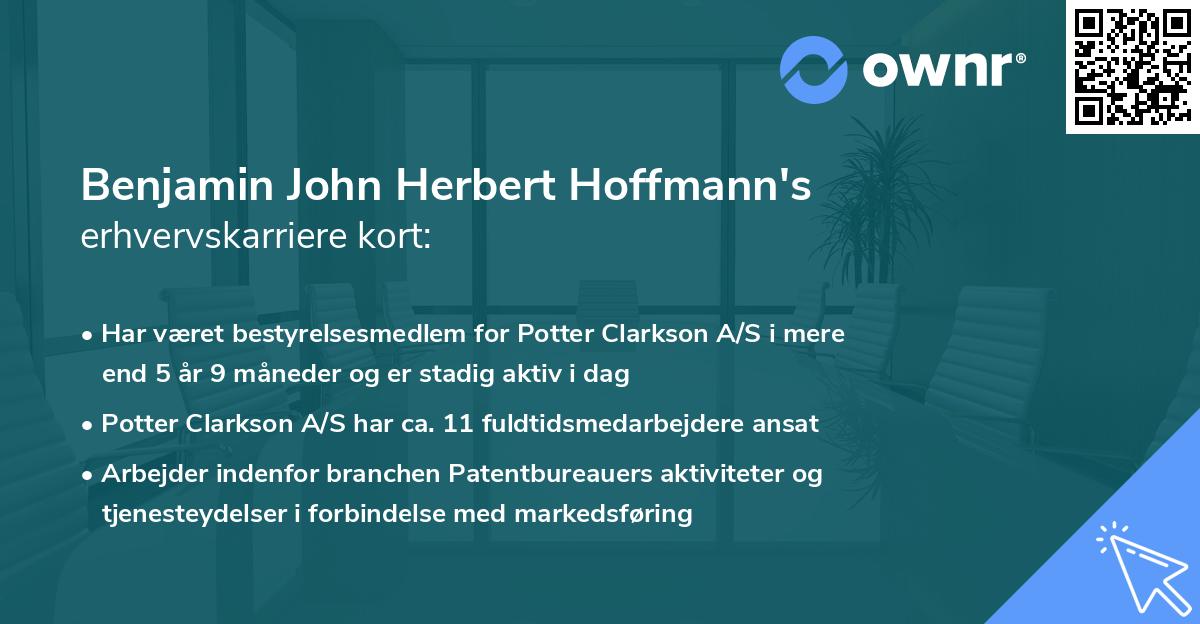Benjamin John Herbert Hoffmann's erhvervskarriere kort