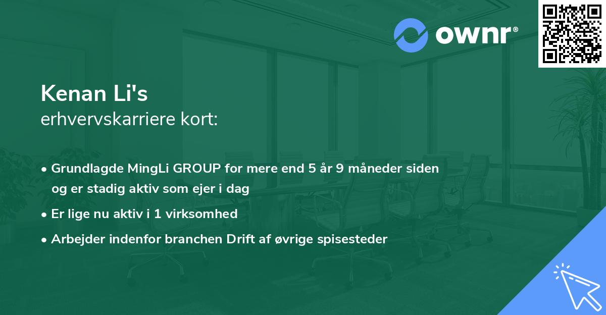 Kenan Li's erhvervskarriere kort