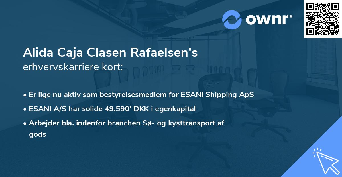 Alida Caja Clasen Rafaelsen's erhvervskarriere kort