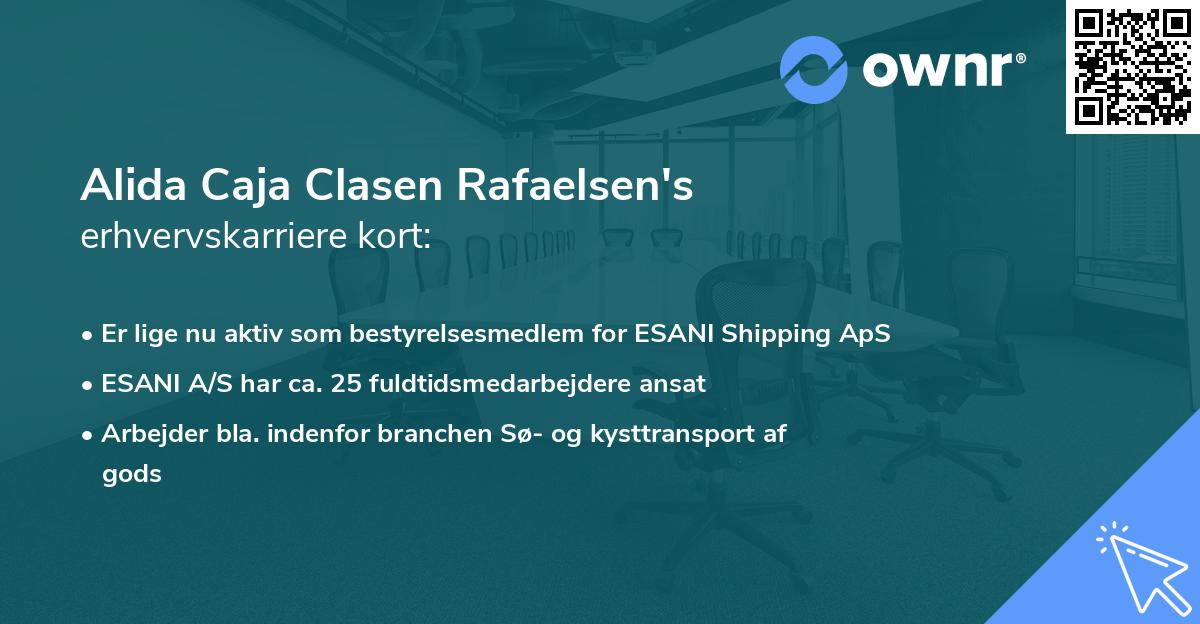 Alida Caja Clasen Rafaelsen's erhvervskarriere kort