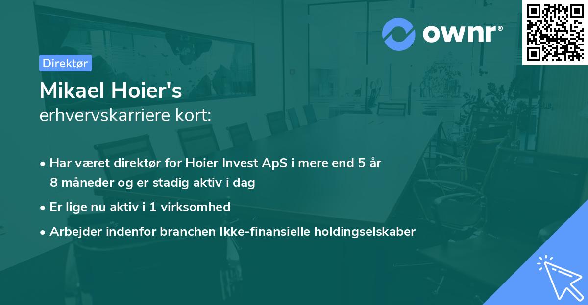 Mikael Hoier's erhvervskarriere kort