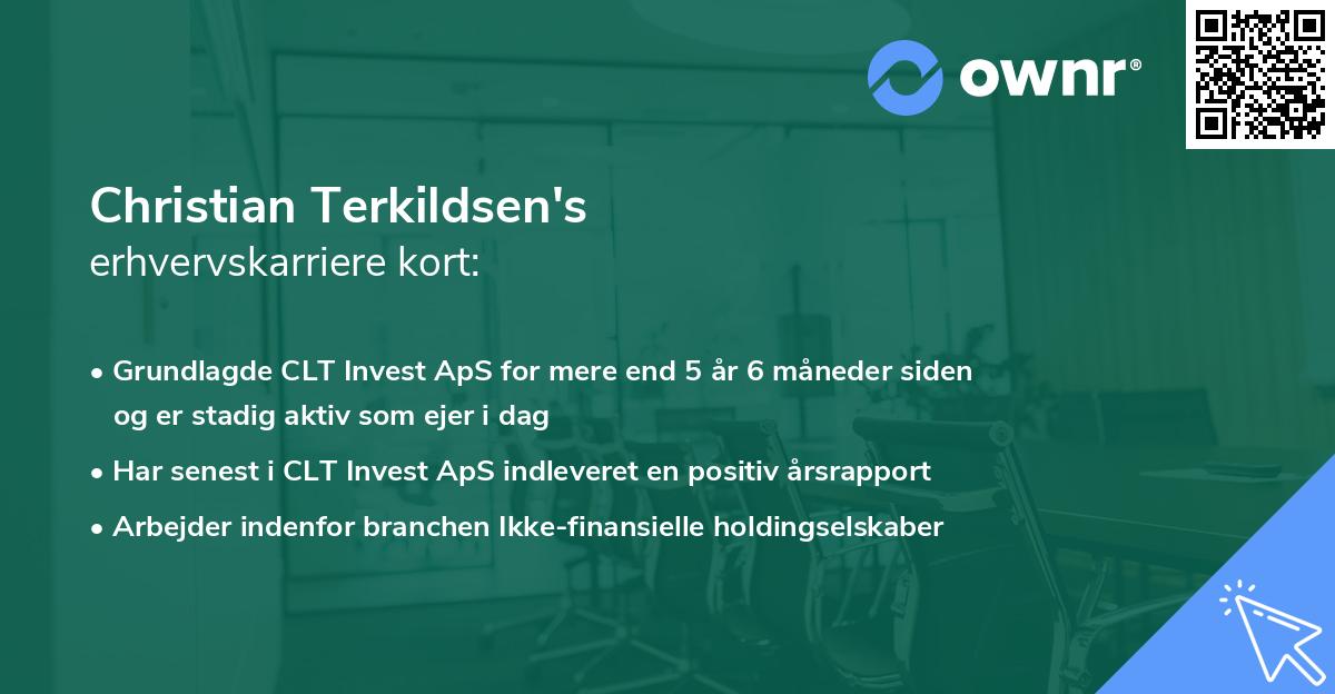 Christian Terkildsen's erhvervskarriere kort
