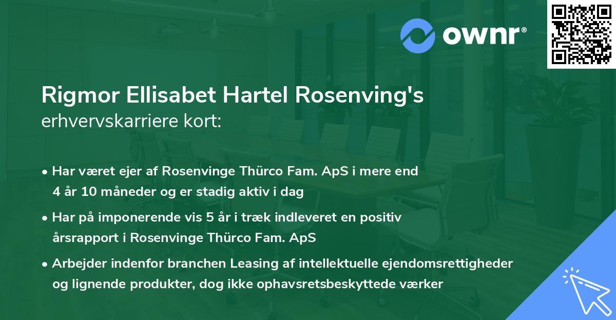 Rigmor Ellisabet Hartel Rosenving's erhvervskarriere kort
