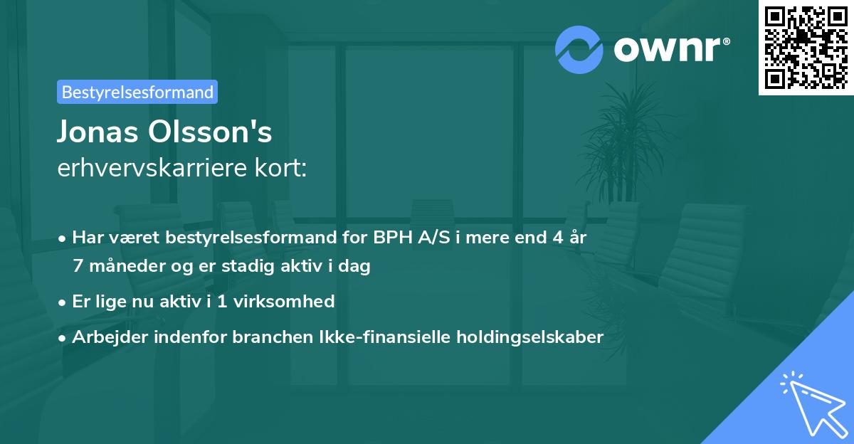 Jonas Olsson's erhvervskarriere kort