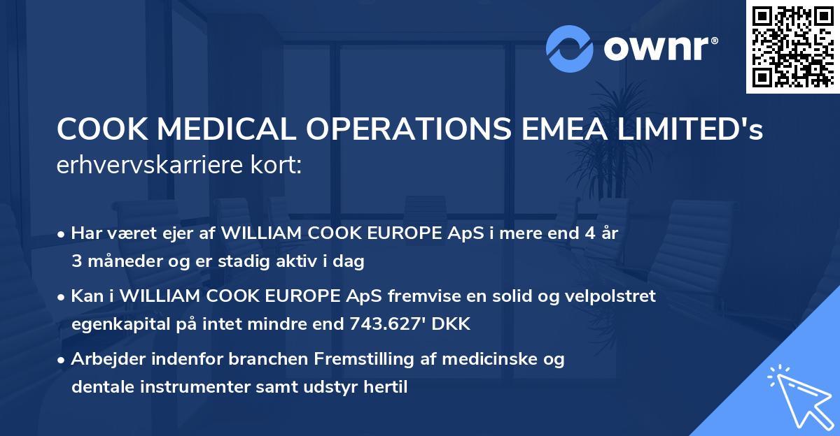 COOK MEDICAL OPERATIONS EMEA LIMITED's erhvervskarriere kort