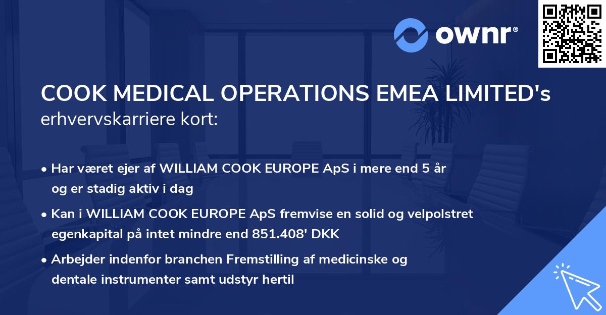 COOK MEDICAL OPERATIONS EMEA LIMITED's erhvervskarriere kort