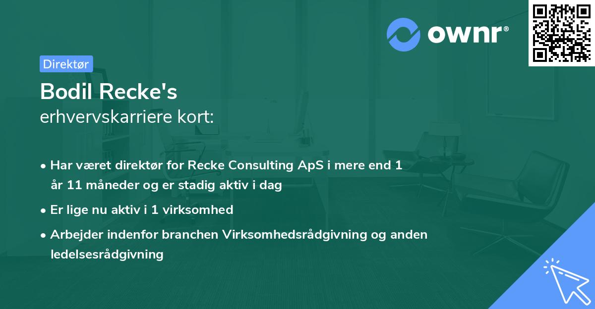 Bodil Recke's erhvervskarriere kort