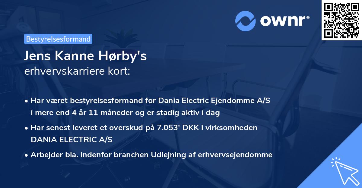 Jens Kanne Hørby's erhvervskarriere kort