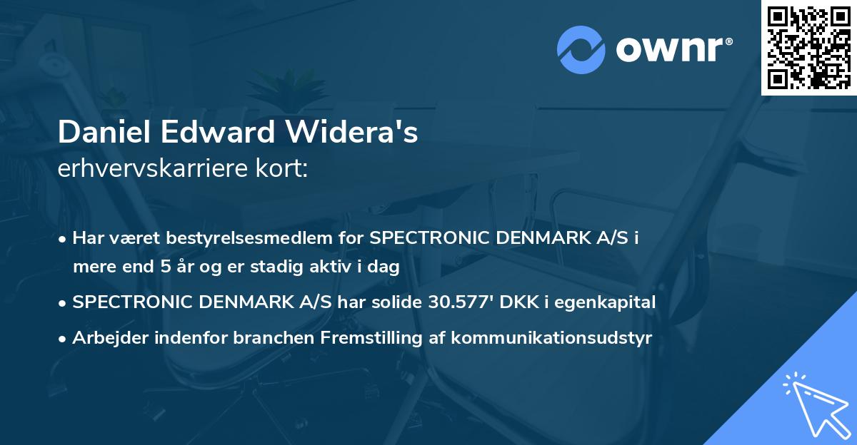 Daniel Edward Widera's erhvervskarriere kort