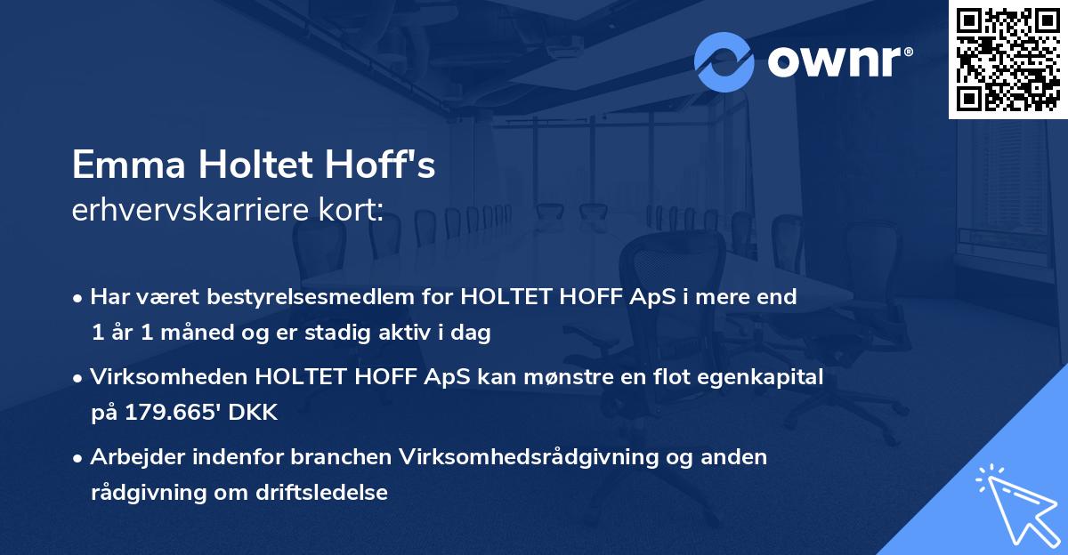 Emma Holtet Hoff's erhvervskarriere kort