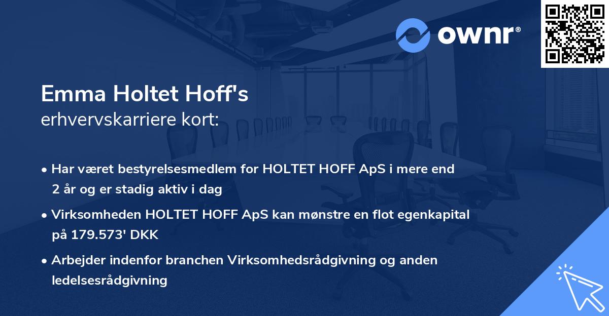 Emma Holtet Hoff's erhvervskarriere kort