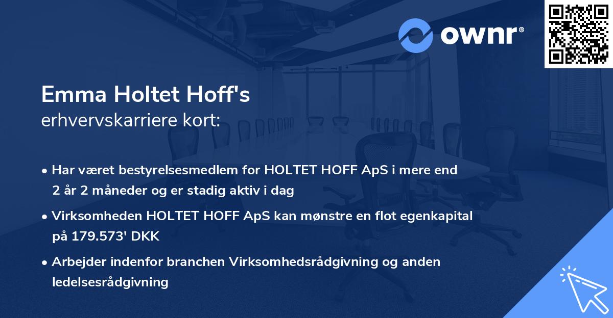 Emma Holtet Hoff's erhvervskarriere kort