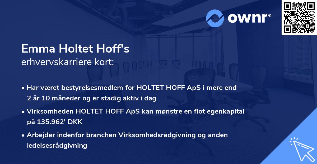 Emma Holtet Hoff's erhvervskarriere kort