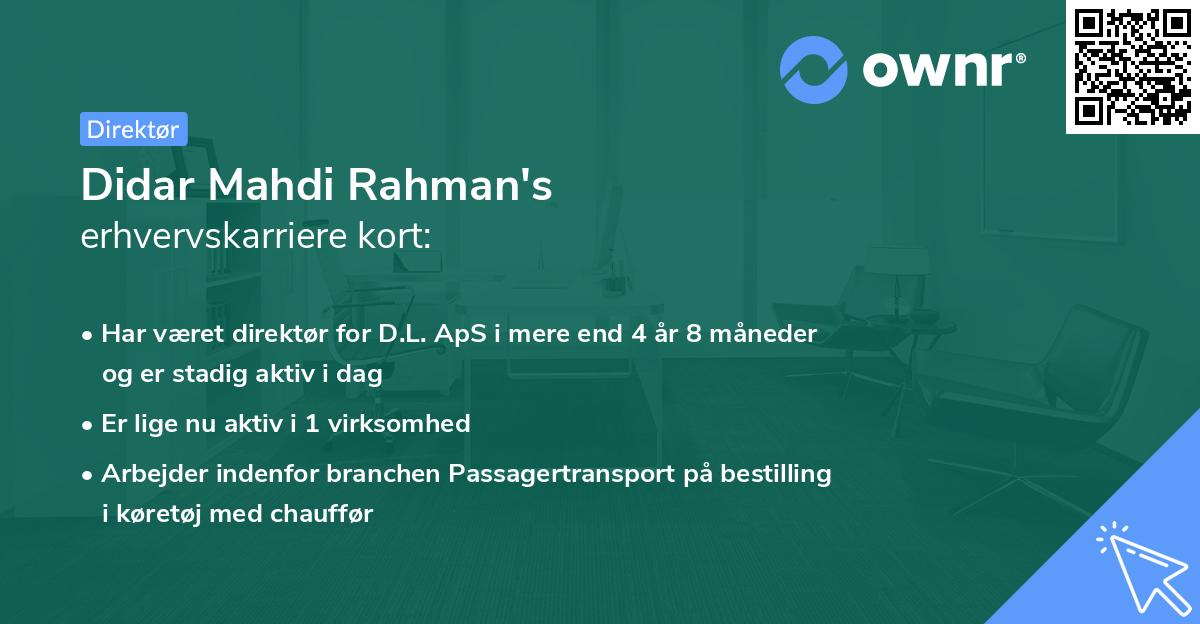 Didar Mahdi Rahman's erhvervskarriere kort