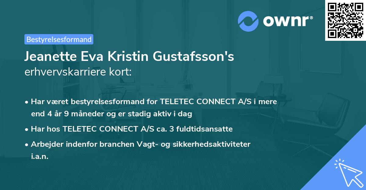 Jeanette Eva Kristin Gustafsson's erhvervskarriere kort