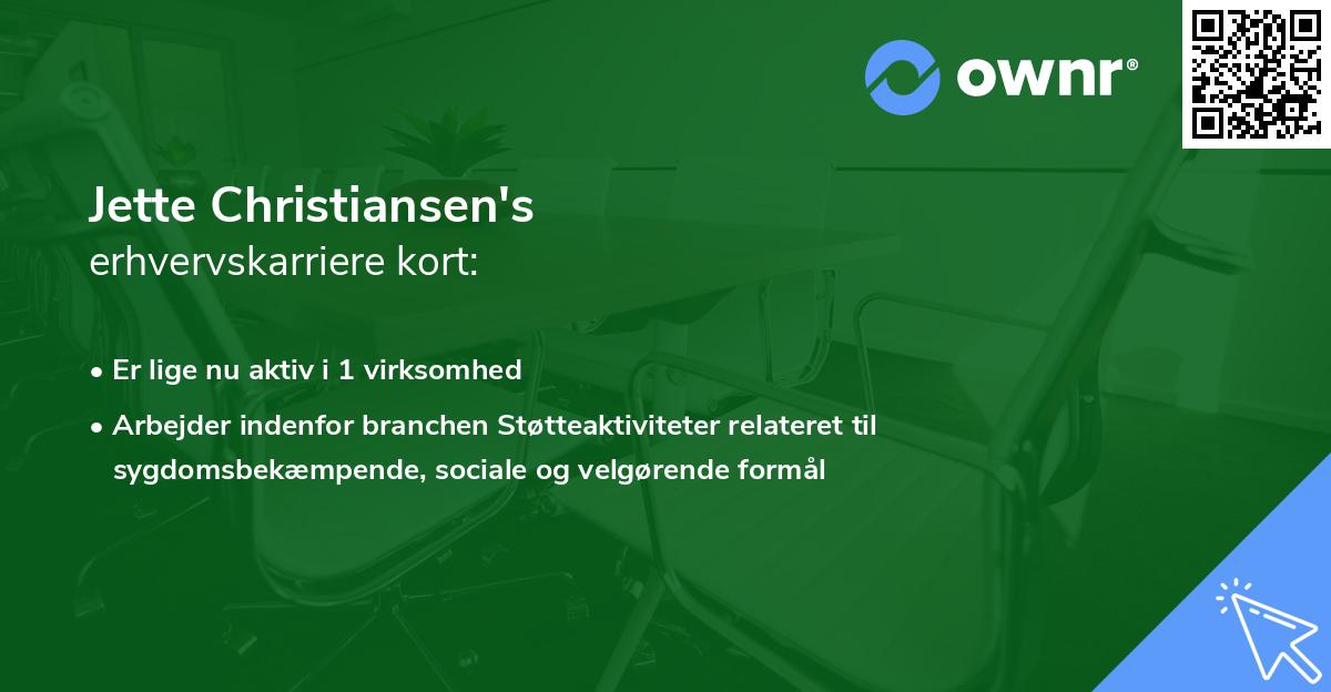 Jette Christiansen's erhvervskarriere kort