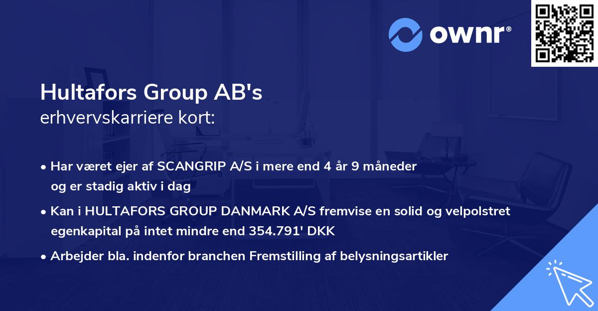 Hultafors Group AB's erhvervskarriere kort