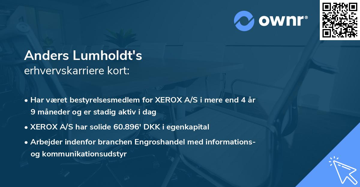 Anders Lumholdt's erhvervskarriere kort
