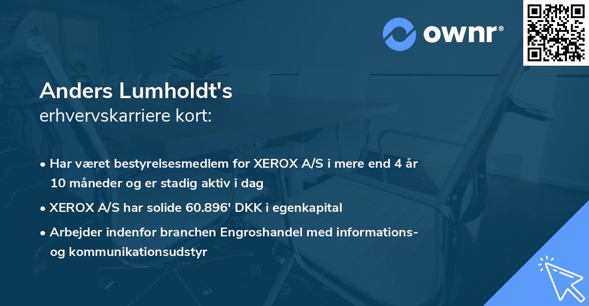 Anders Lumholdt's erhvervskarriere kort
