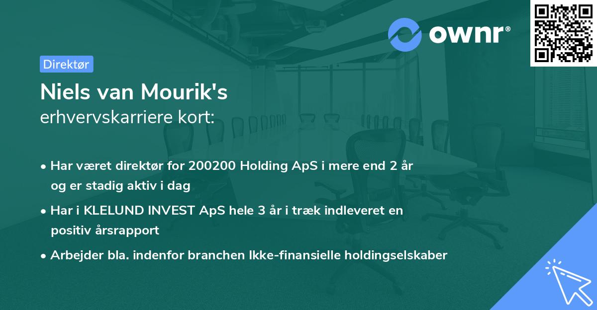 Niels van Mourik's erhvervskarriere kort