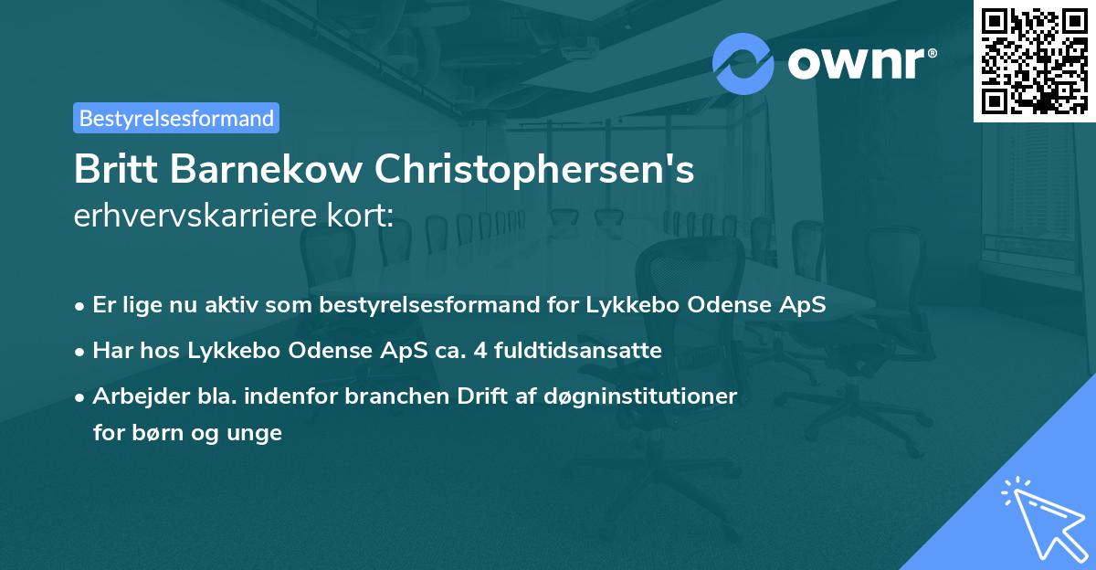 Britt Barnekow Christophersen's erhvervskarriere kort