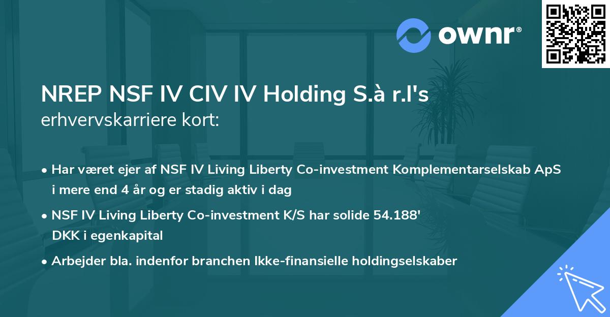 NREP NSF IV CIV IV Holding S.à r.l's erhvervskarriere kort