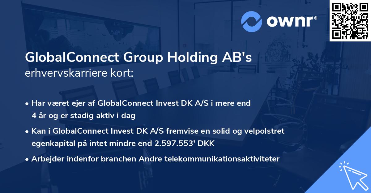 GlobalConnect Group Holding AB's erhvervskarriere kort