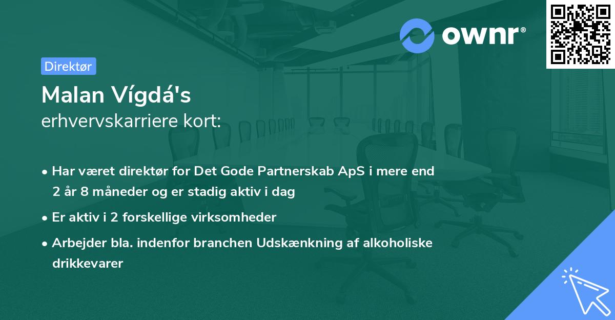 Malan Vígdá's erhvervskarriere kort
