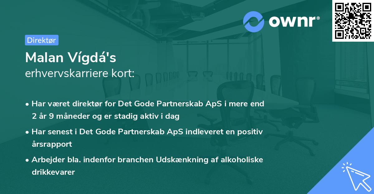Malan Vígdá's erhvervskarriere kort