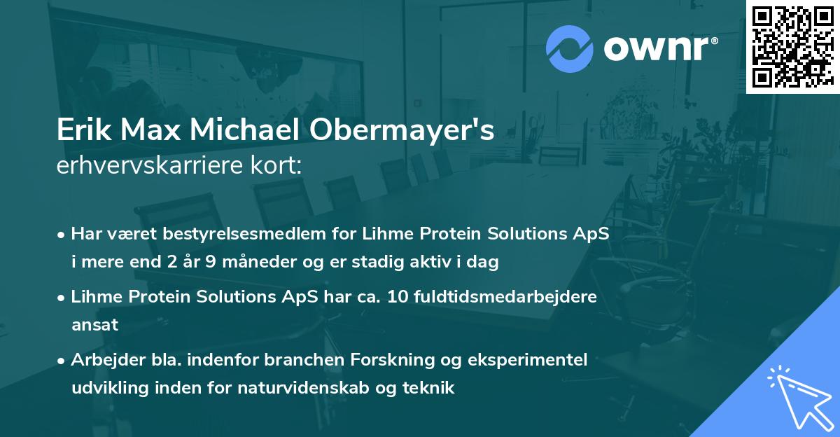 Erik Max Michael Obermayer's erhvervskarriere kort