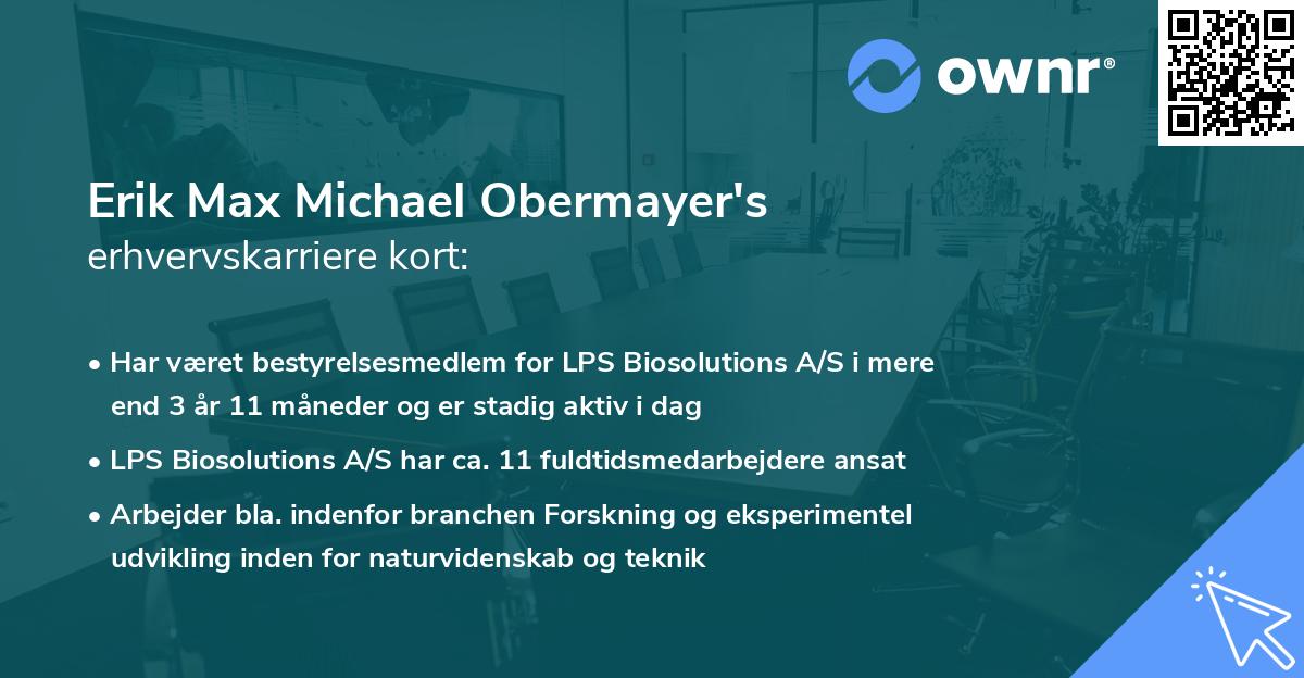 Erik Max Michael Obermayer's erhvervskarriere kort