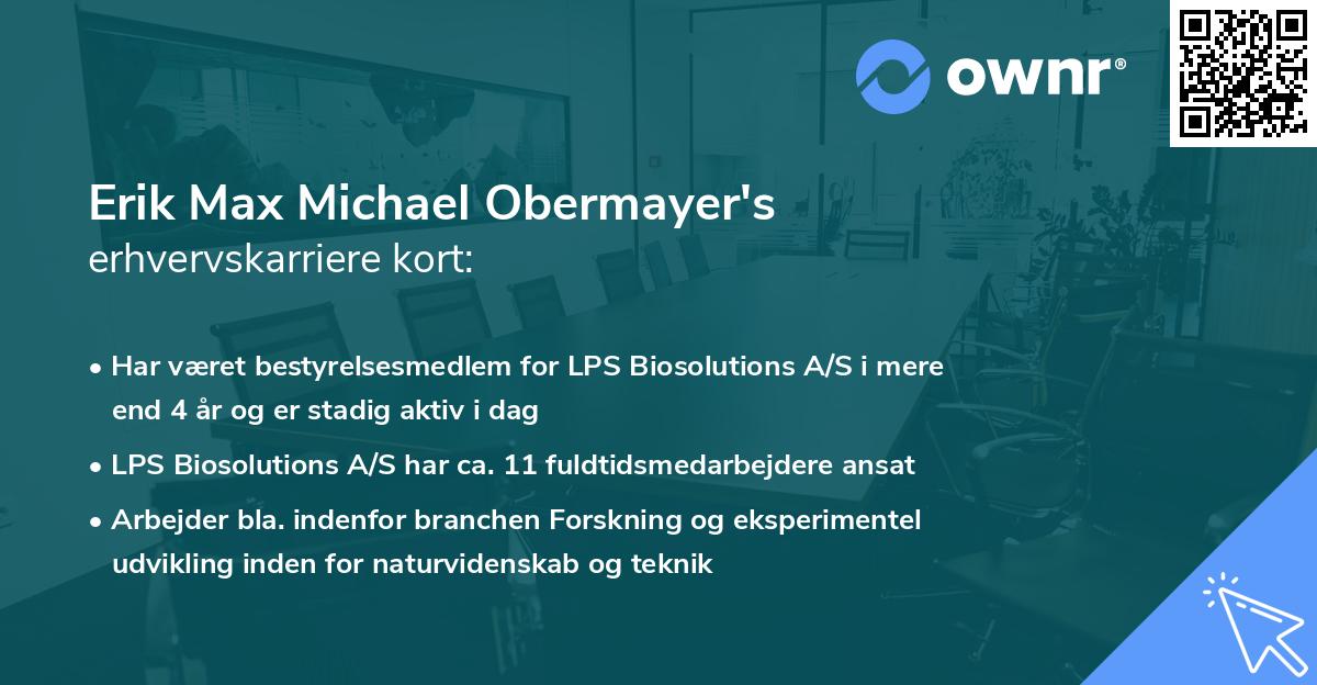 Erik Max Michael Obermayer's erhvervskarriere kort