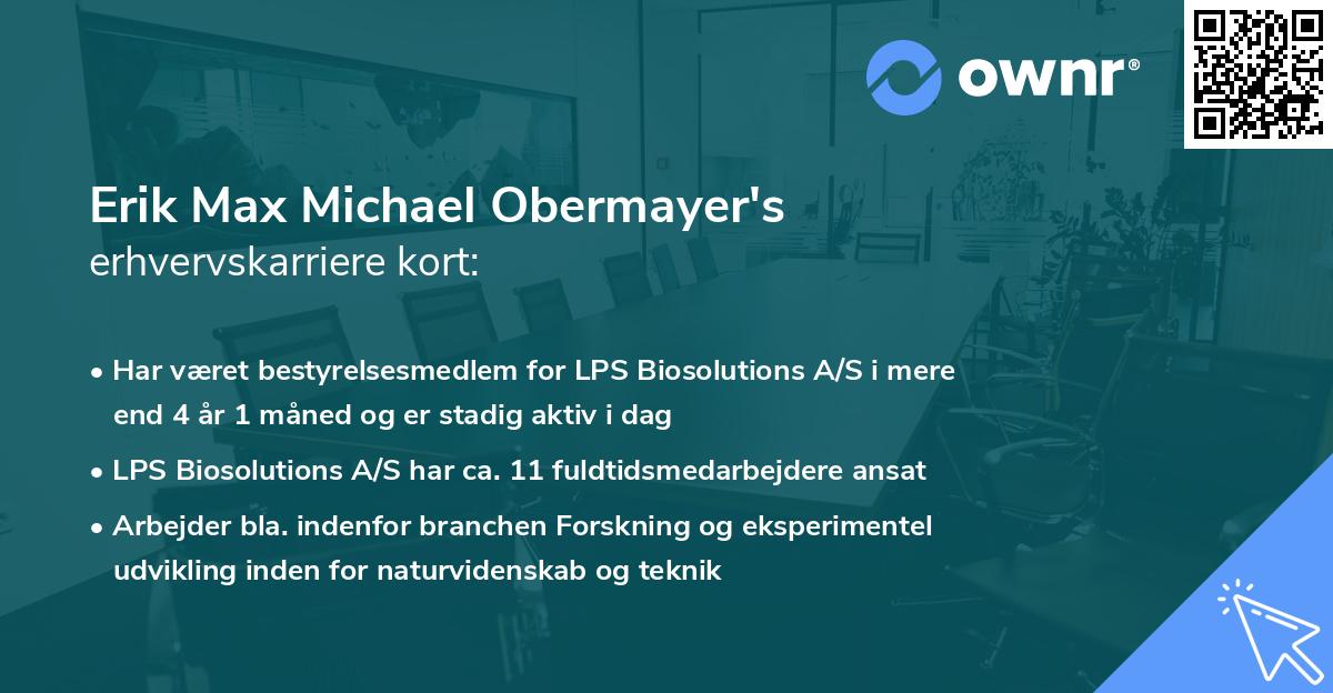 Erik Max Michael Obermayer's erhvervskarriere kort